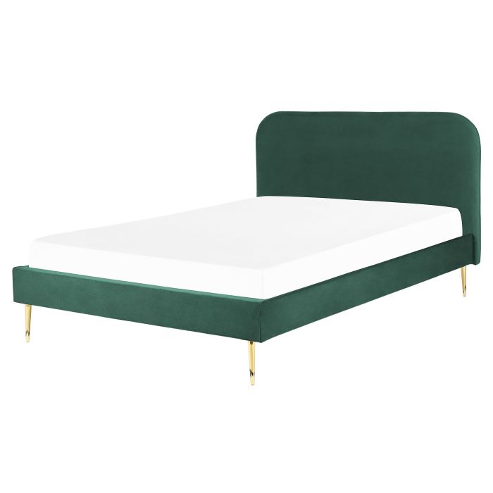 Velvet EU King Size Bed Green FLAYAT