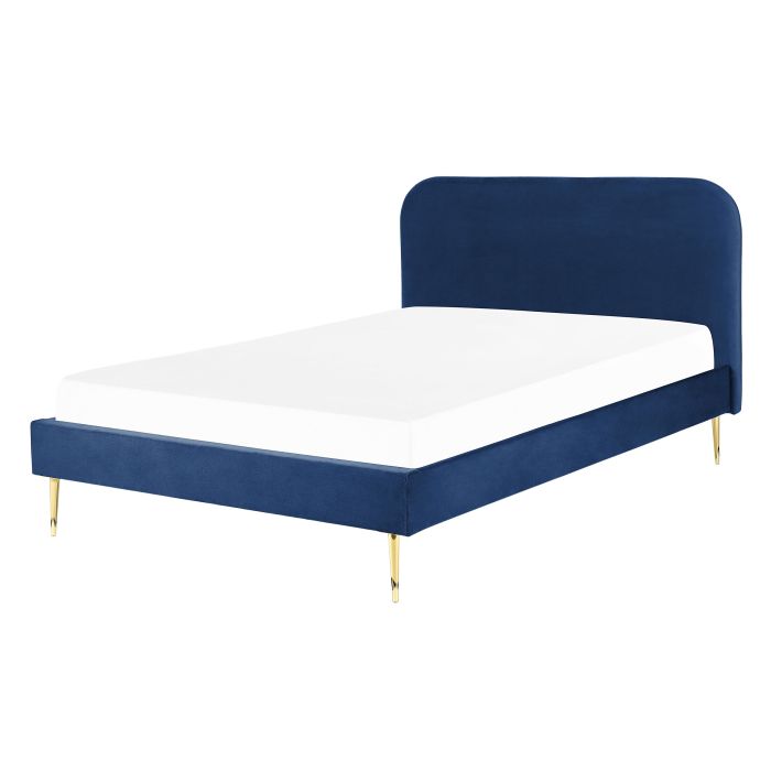 Velvet EU Double Size Bed Navy Blue FLAYAT