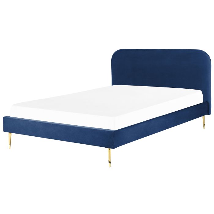 Velvet EU Super King Size Bed Navy Blue FLAYAT