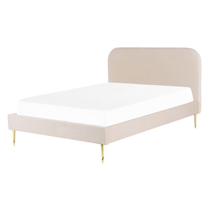 Velvet EU Double Size Bed Light Beige FLAYAT