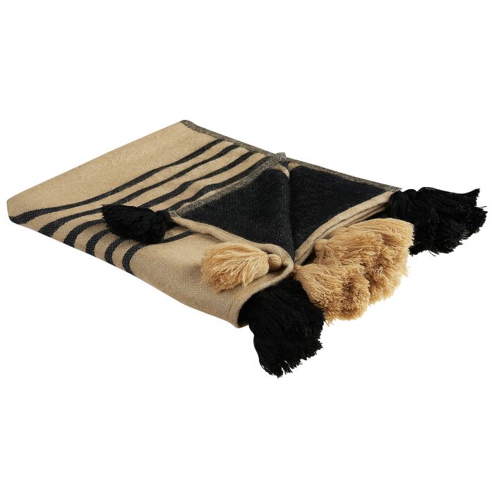 Blanket 130 x 170 cm Beige and Black THAPREK