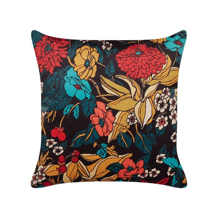 Velvet Cushion Floral Pattern 45x45cm Multicolour