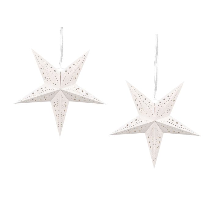 Set of 2 LED Hanging Glitter Stars 45 cm White MOTTI
