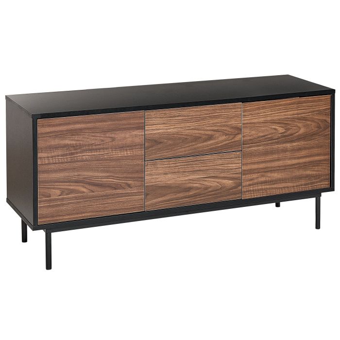 2 Door Sideboard Dark Wood with Black OKLAND