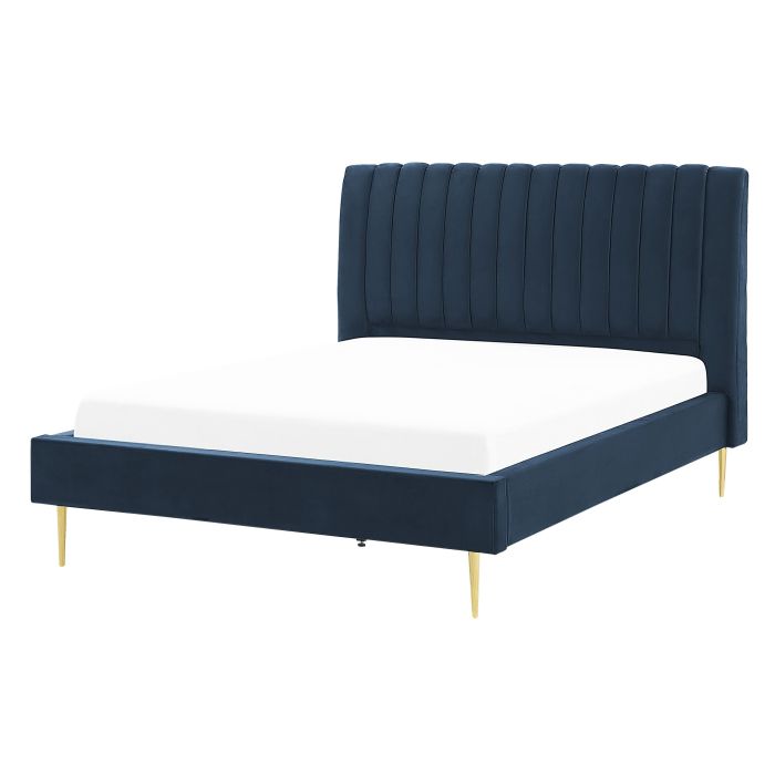 Velvet EU Double Size Bed Blue MARVILLE