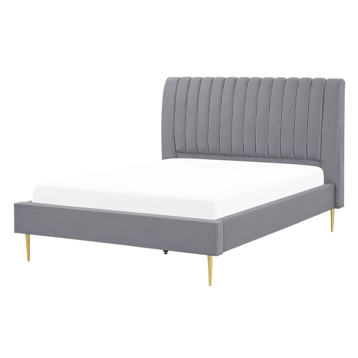 Velvet EU Double Size Bed Grey MARVILLE