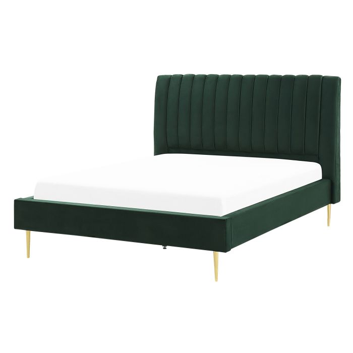 Velvet EU Double Size Bed Green MARVILLE