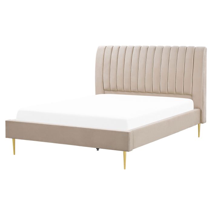 Velvet EU King Size Bed Beige MARVILLE