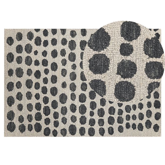 Wool Area Rug 140x200cm Beige and Black