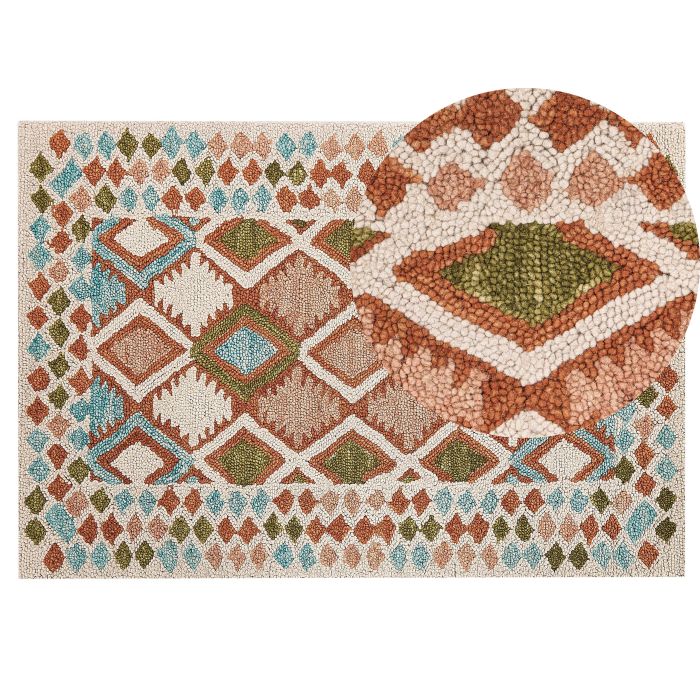 Wool Area Rug 140x200cm Multicolour