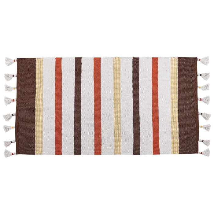 Cotton Area Rug 80x150cm Brown and Beige