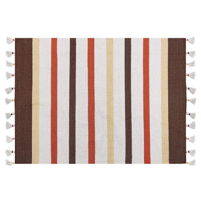 Cotton Area Rug 140x200cm Brown and Beige