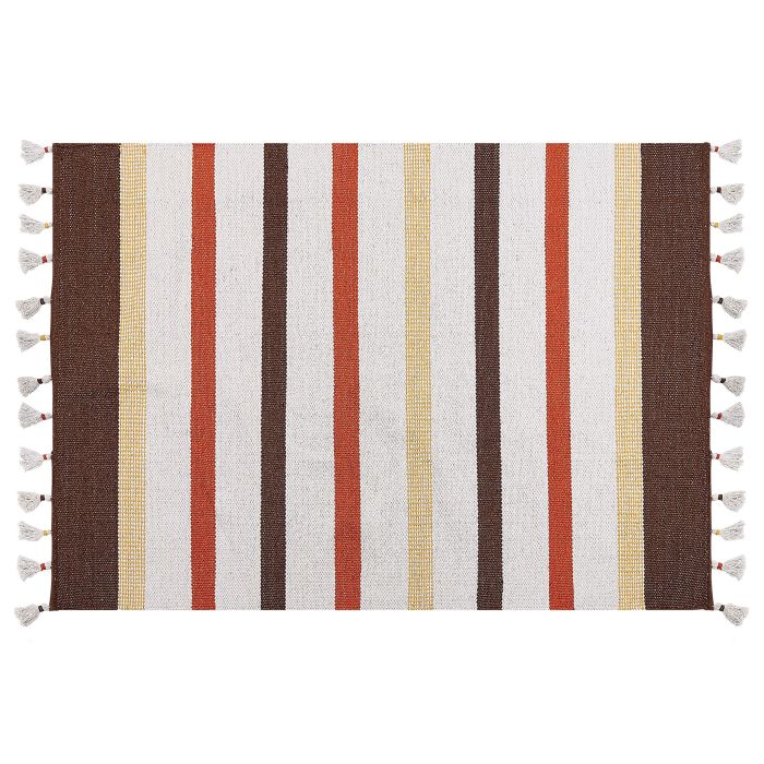 Cotton Area Rug 160x230cm Brown and Beige
