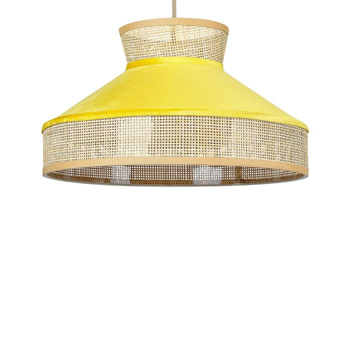 Rattan Pendant Lamp Yellow and Natural BATALI