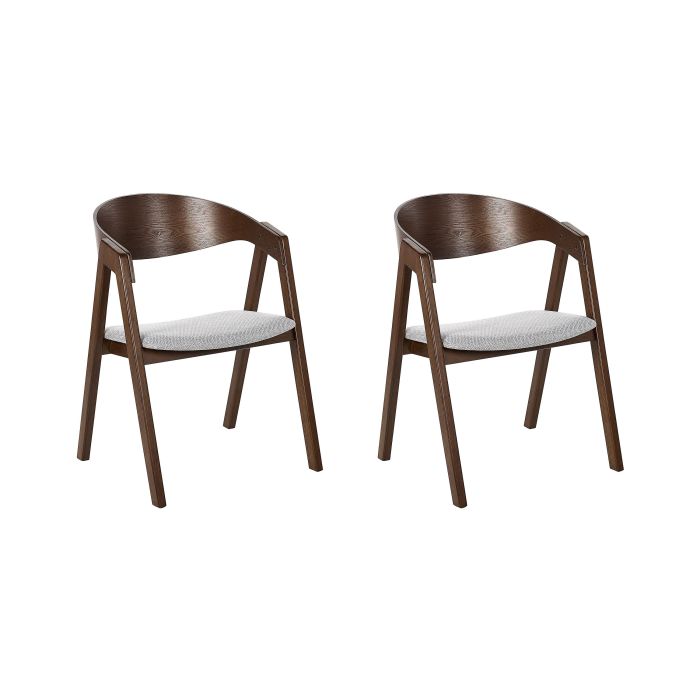 Set of 2 Dining Chairs Dark Wood and Grey YUBA