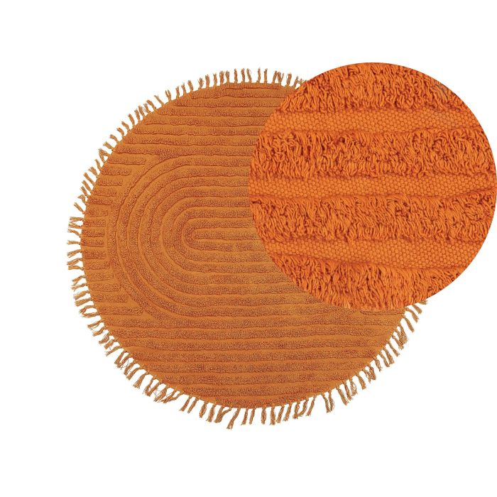 Round Cotton Area Rug 140cm Orange