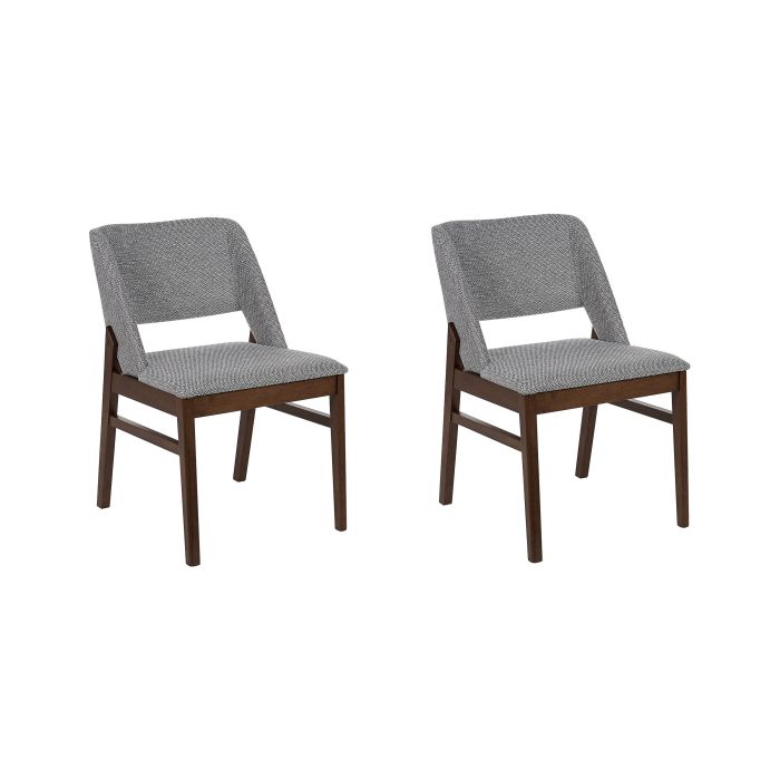 Set of 2 Fabric Dining Chairs Dark Wood and Grey BELLA