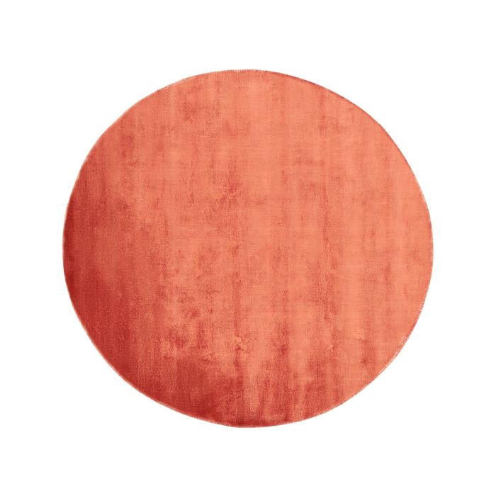 Round Viscose Area Rug 140cm Orange