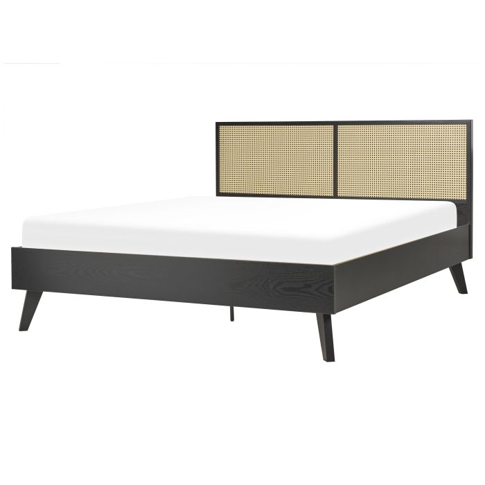 Rattan EU King Size Bed Black MONPAZIER