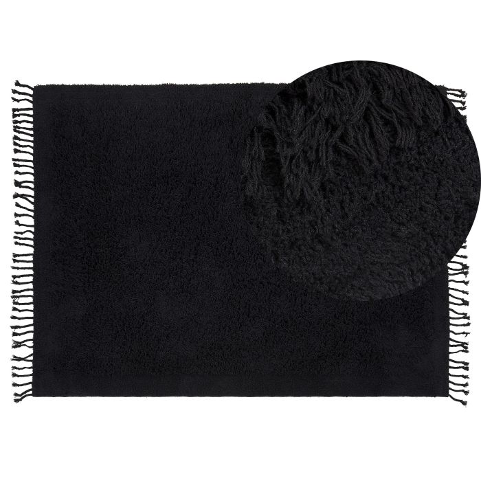 Cotton Shaggy Area Rug 140x200cm Black