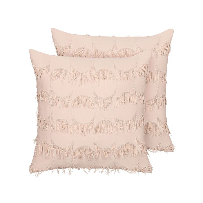 Set of 2 Cushions with Tassels 45x45cm Pink