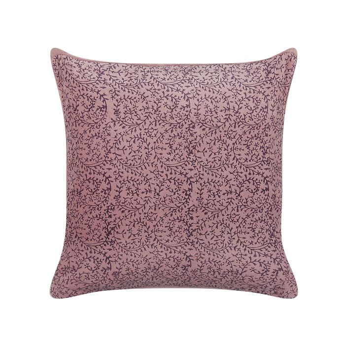 Velvet Cushion Floral Motif 45x45cm Pink