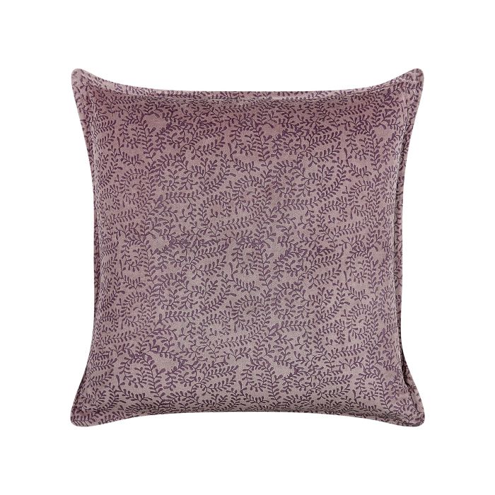 Velvet Cushion Floral Motif 45x45cm Pink