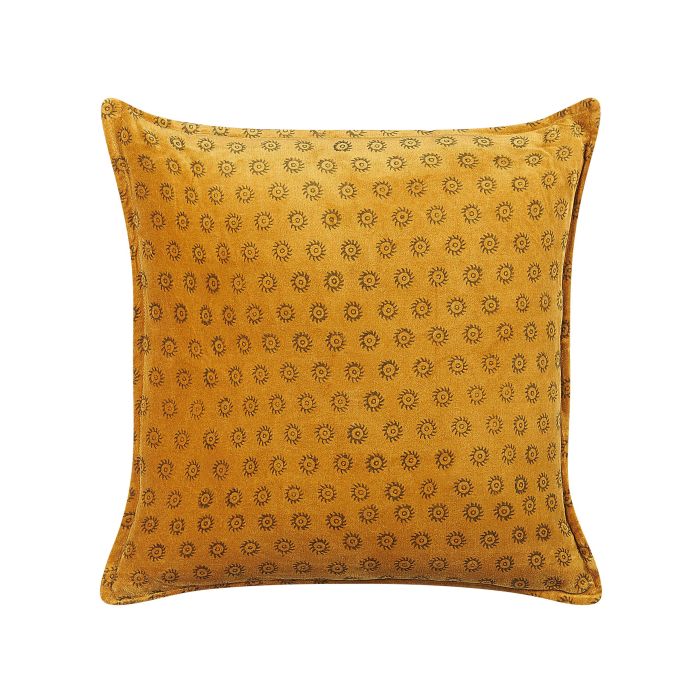 Velvet Cushion Sun Pattern 45x45cm Yellow