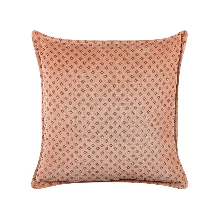 Velvet Cushion Diamond Pattern 45x45cm Pink