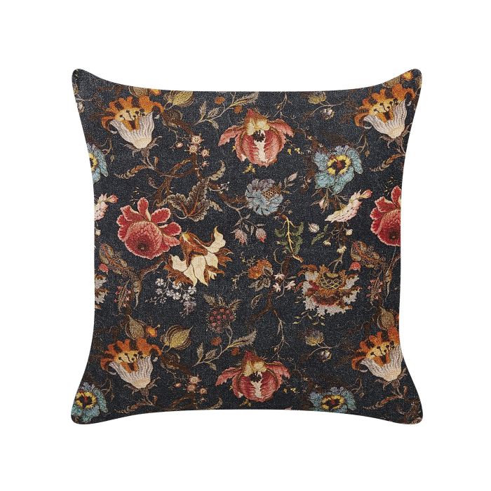 Velvet Cushion with Flower Pattern 45x45cm Multicolour
