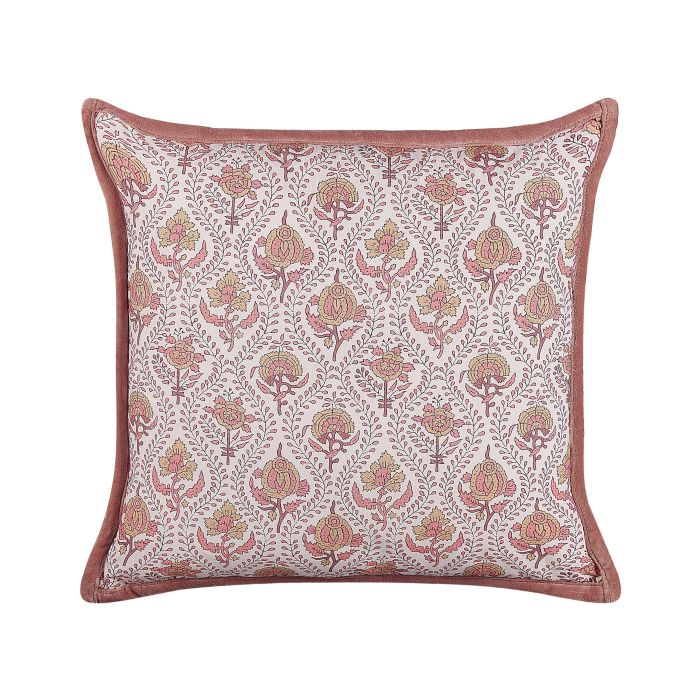 Cotton Cushion Flower Pattern 45x45cm Red and White