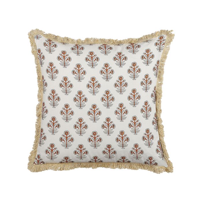 Cotton Cushion Flower Pattern 45x45cm White
