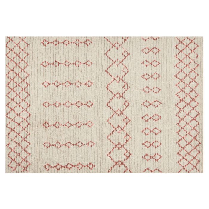 Cotton Area Rug 140x200cm Beige and Pink