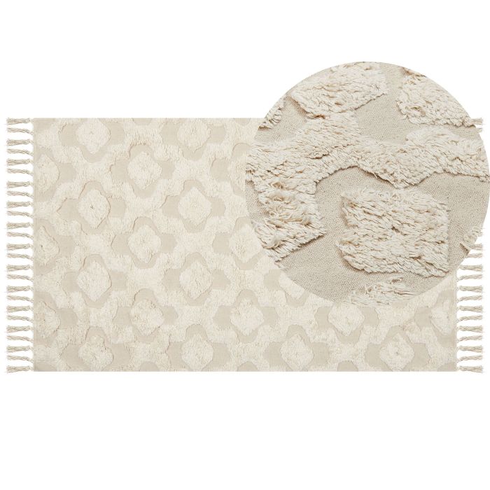 Cotton Area Rug 80x150cm Beige