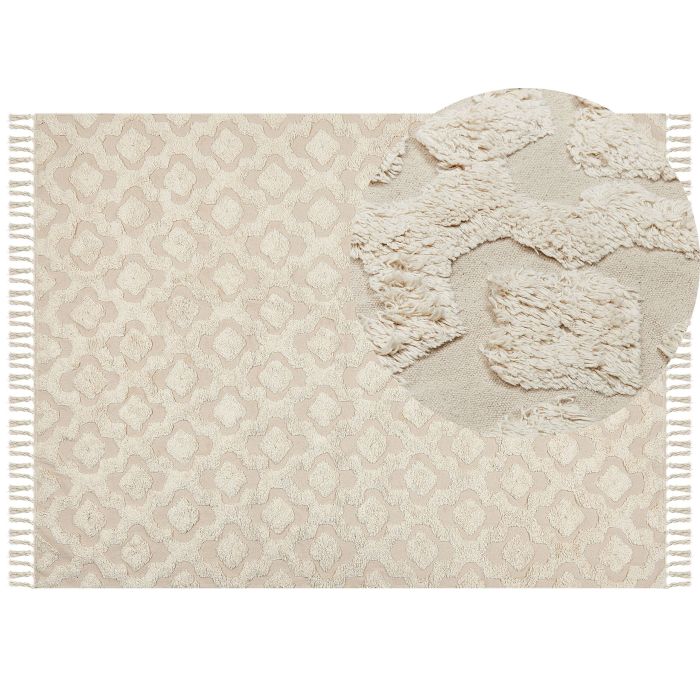 Cotton Area Rug 160x230cm Beige