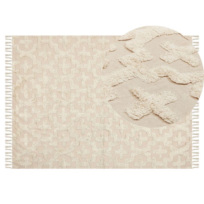 Cotton Area Rug 140x200cm Beige
