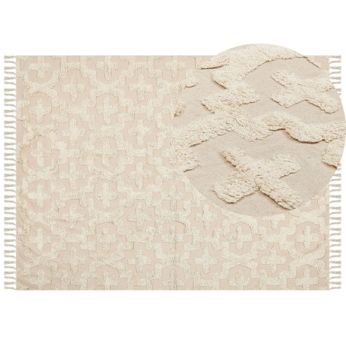 Cotton Area Rug 160x230cm Beige
