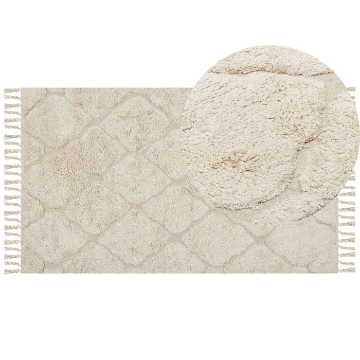 Cotton Area Rug 80x150cm Beige