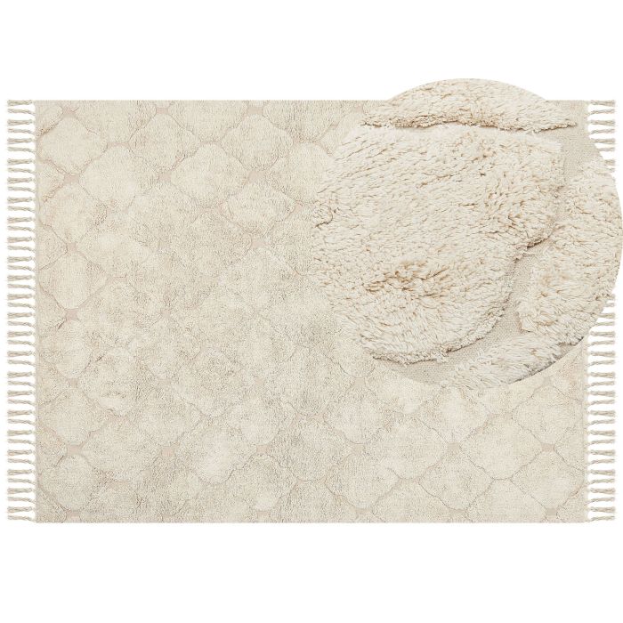 Cotton Area Rug 160x230cm Beige
