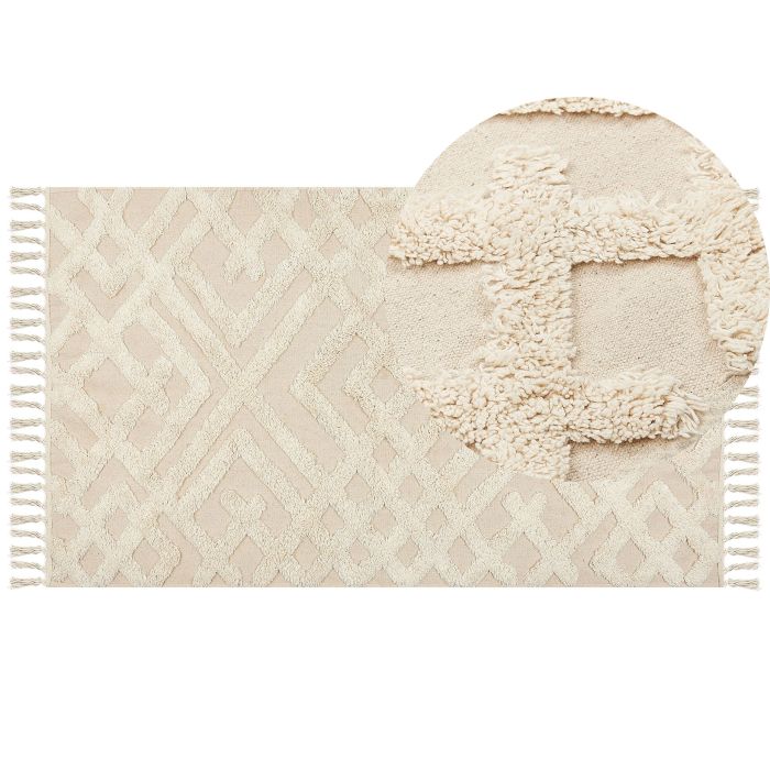 Cotton Area Rug 80x150cm Beige