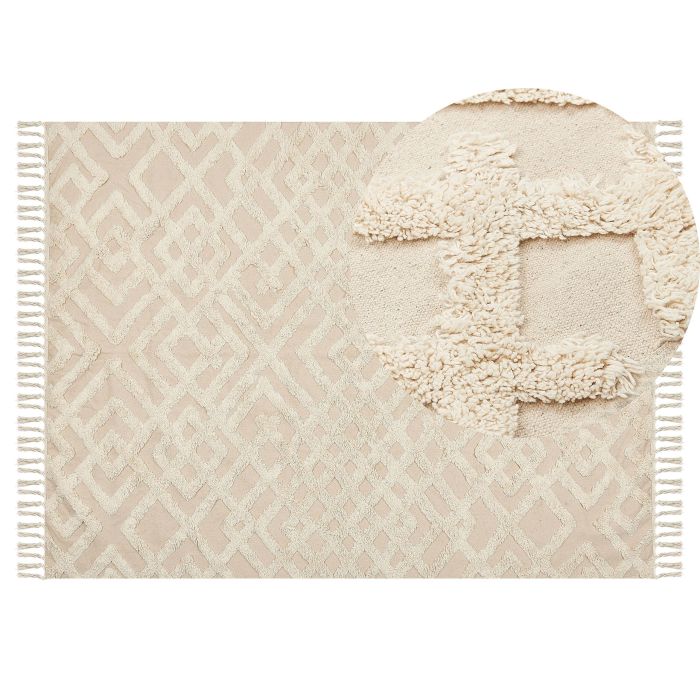 Cotton Area Rug 140x200cm Beige