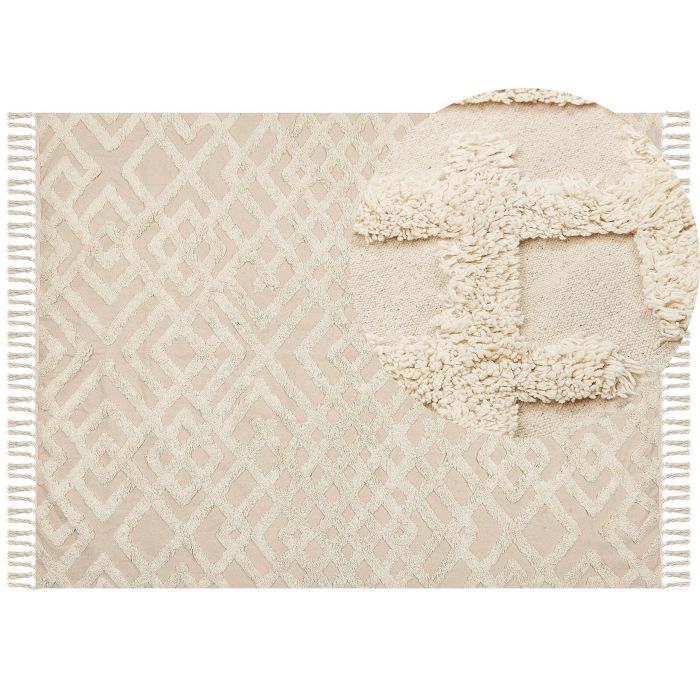 Cotton Area Rug 160x230cm Beige