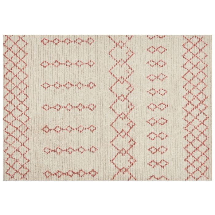 Cotton Area Rug 160x230cm Beige and Pink