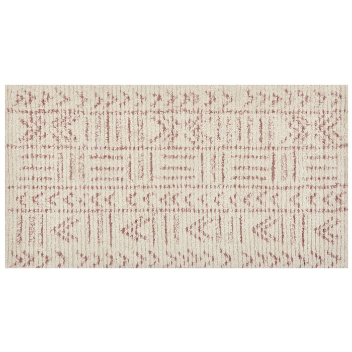 Cotton Area Rug 80x150cm Beige and Pink