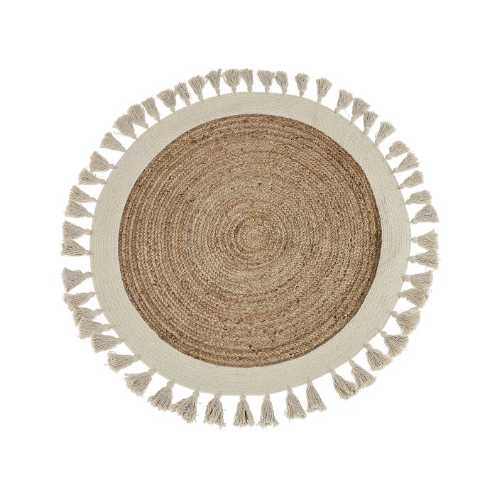 Round Jute Area Rug 120cm Beige
