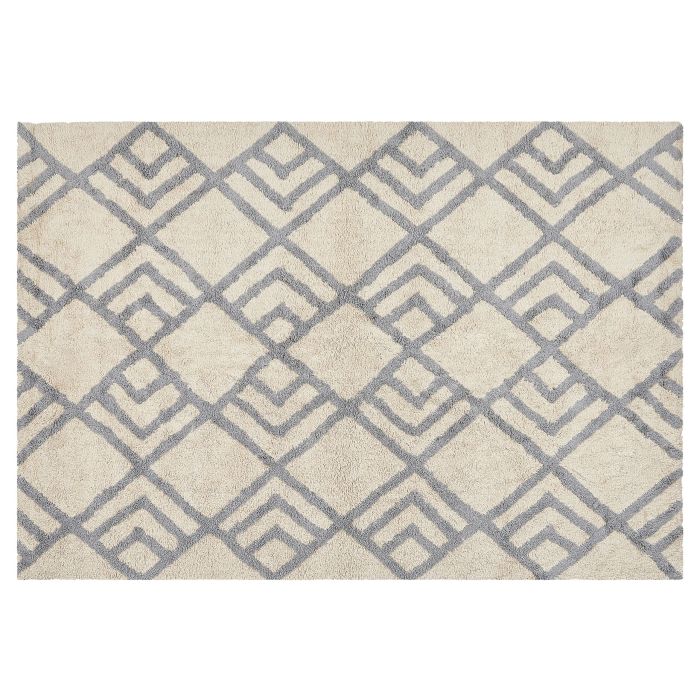 Cotton Area Rug 140x200cm Beige and Grey