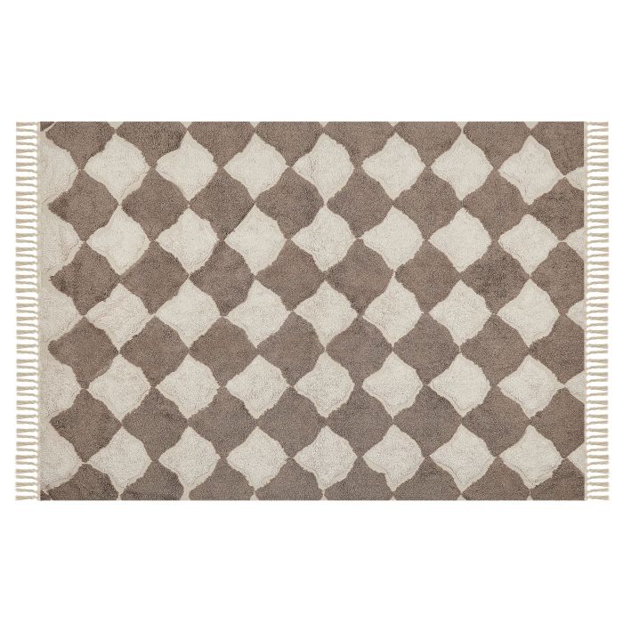 Cotton Area Rug 140x200cm Brown and Beige