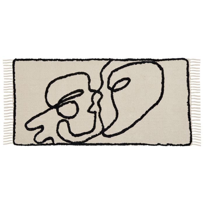 Cotton Area Rug 80x150cm Beige and Black
