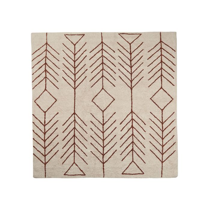 Cotton Area Rug 200x200cm Beige and Brown