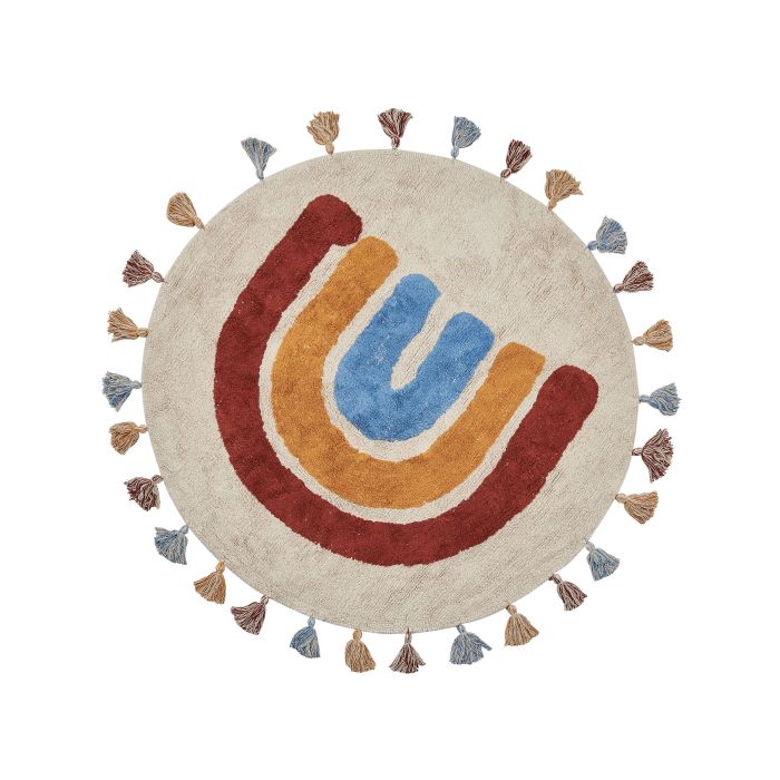 Round Cotton Area Rug 120cm Multicolour